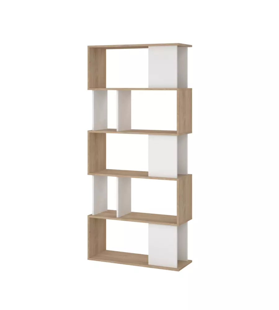 Libreria "labirinto" bianco quercia, 80x29,5x173,5 cm